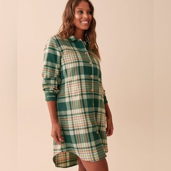 La Vie en Rose Green Plaid Flannel Lounge Night Shirt XXL – Cuddle You Forever - Picture 1 of 10